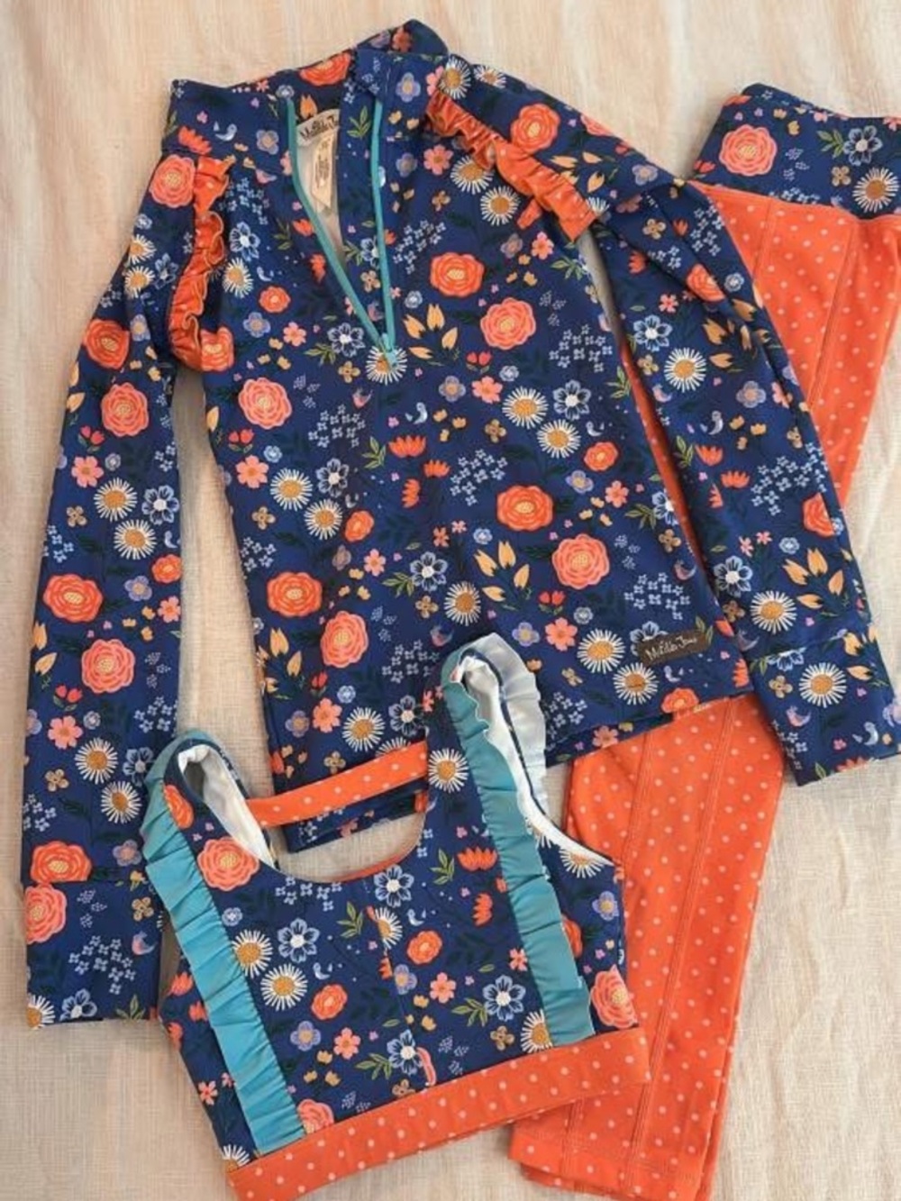 Matilda Jane Navy Floral and Orange Girls Matching Set